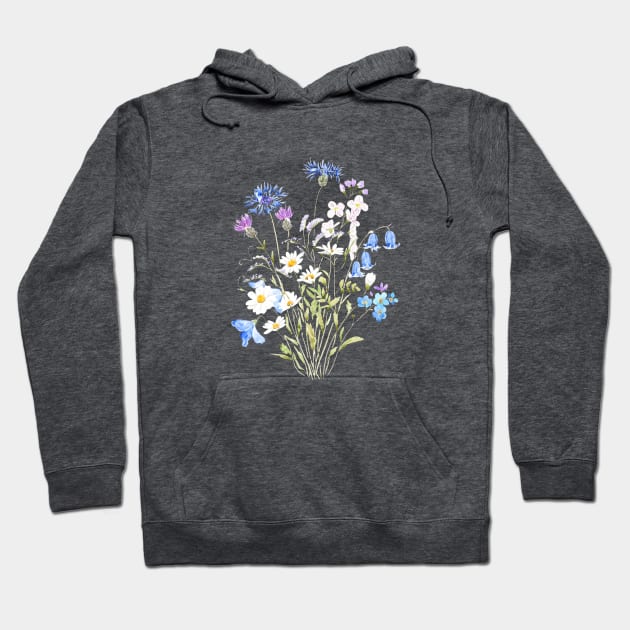 white, blue and orange wildflowers Hoodie by colorandcolor